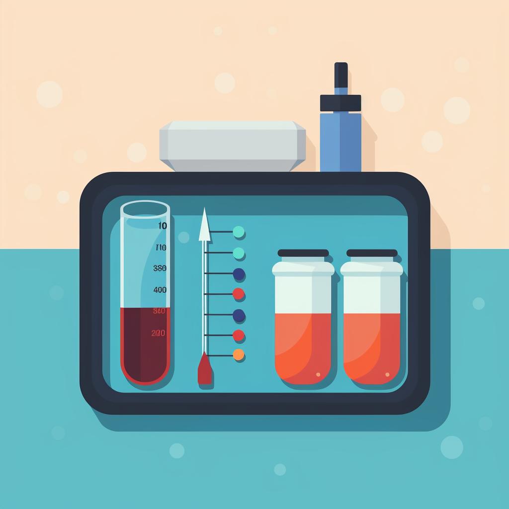 A pool testing kit showing ideal chemical levels